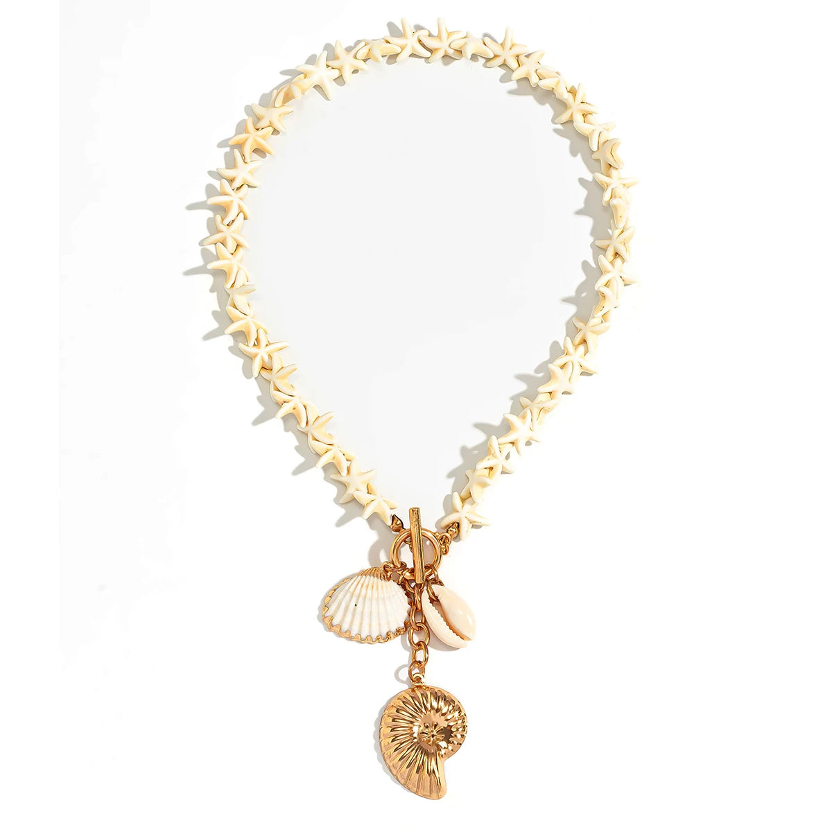 Boho White Starfish Chain Necklace for Women Fashion Statement Elegant Conch Snail Pendant Choker Aesthetic Y2K Jewelry