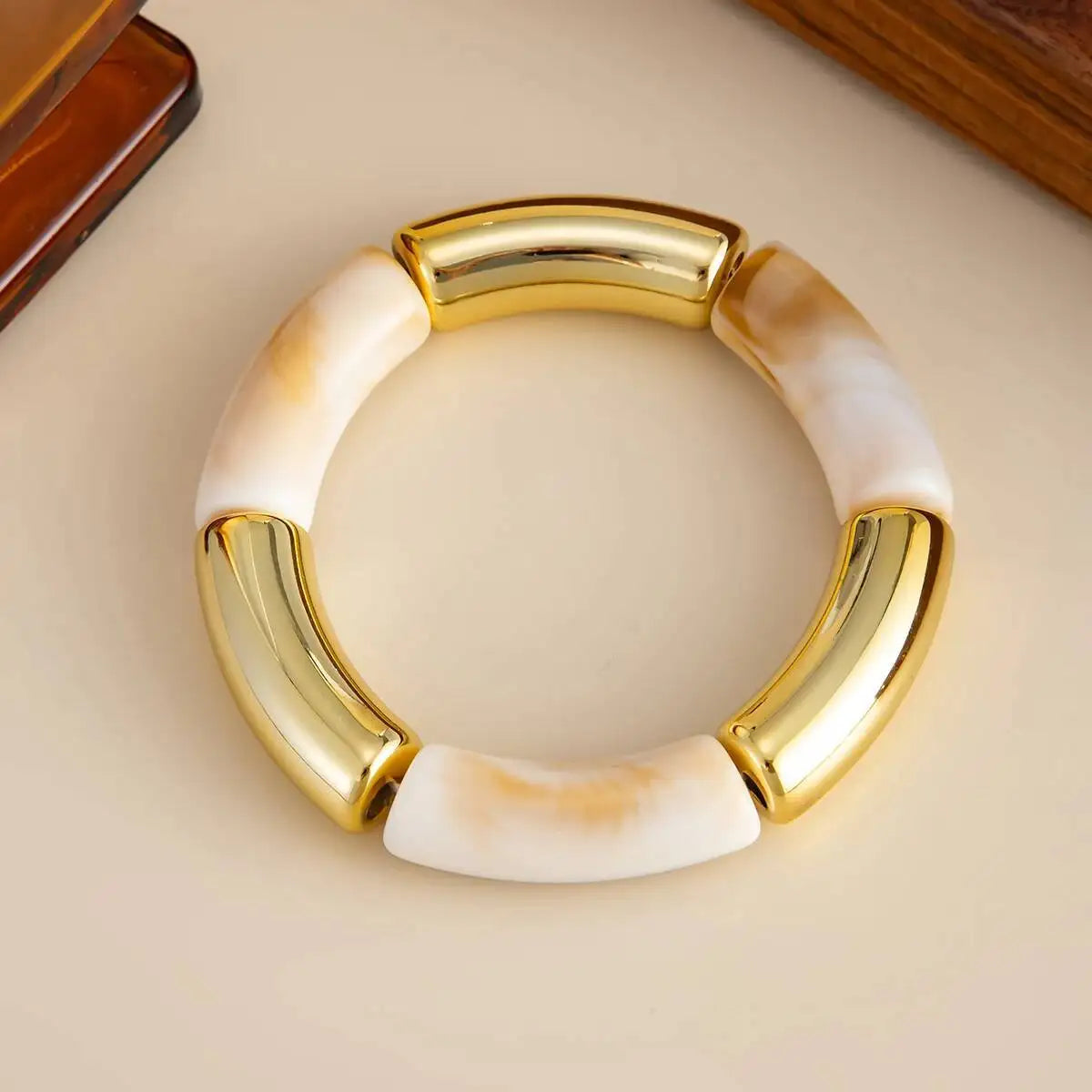 8 Styles Vintage Resin Round Tube Elastic Bracelet for Women Bohemian Stackable Acrylic Bracelet Bangle Party Jewelry New