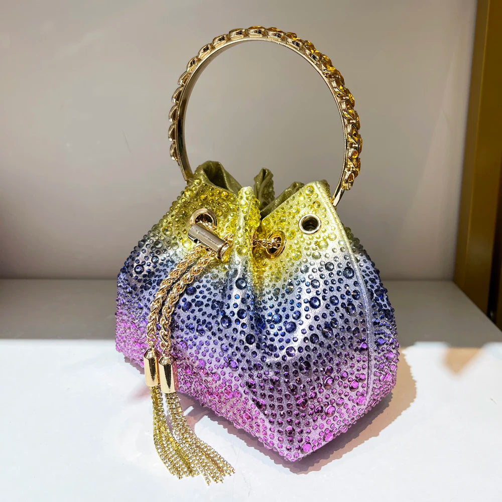 Rhinestones Evening clutch Bag Purses and handbag luxury Designer shoulder bag Shiny Crystal Clutch purse bucket bag