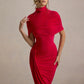 Asymmetrical Ruched Backless Long Dresses Red White Yellow Elegant Evening Party Dress Woman Birthday Outfits