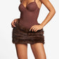 Summer Fur Mini Skirt Elegant Lady Ruched Low Rise Bodycon Skirt Y2K Vintage Plush Pencil Skirt Chic Women Party Club