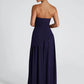 Elegant Off-shoulder Sexy Maxi Dress Women Gown Scarf Collar Strapless Sleeveless Backless High Split Long Dress Female