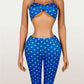 Wild Vacation 2 Piece Set Women Polka Dot Print Halter Tank Tops+Bike Shorts Stretch Matching Street Party Outfits