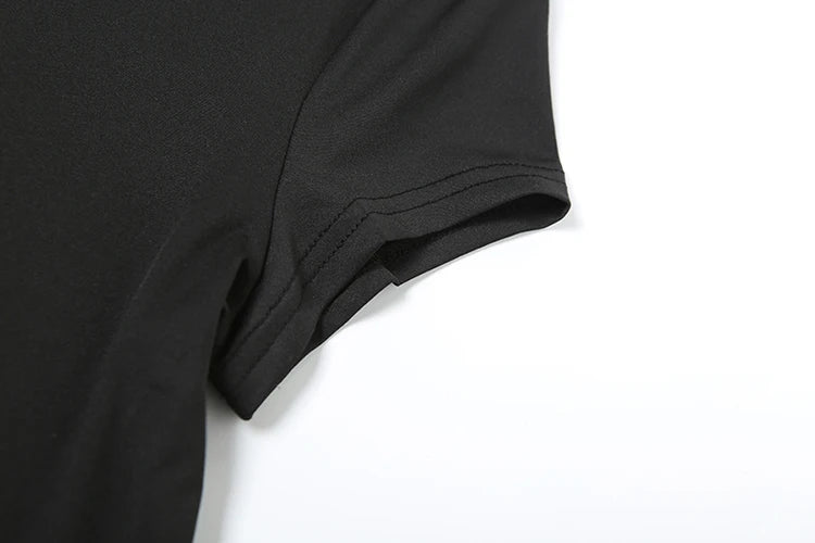 Casual 2 Piece Set Women Letter Print Shorts Sleeve Crop Tops+Puffy Skirt Simple Basic Matching Streetwear Outfits