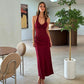 Halter Maxi Dress Lace Satin Patchwork Elegant Sexy Party Dresses for Woman Birthday Outfits
