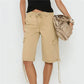 Women's Y2K Low Waist Cargo Bermuda Shorts Drawstring Tie Hem Knee Length Pants with Pockets Casual Loose Fit Streetwear