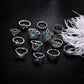13Pcs/Set Vintage Carved Hollow Flower Crown Love Rings for Women Trendy Retro Exquisite Fringer Rings Party Jewelry Gift