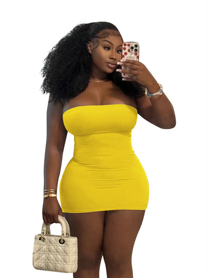 Sexy Hottie Dress Women Fashion Classic Chic Sleeveless Stretch Skinny Wild Party Club Street Peach Hip Mini Bodycon
