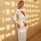 Hardwear Detail Hollow Long Sleeve Maxi Dress for Woman Elegant White Party Dresses Fall Clothes 2025