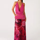Mesh Print Sexy Dress Set Women Deep V Neck Tank Tops And Maxi Skirt Matching Sets Female Elegant Club Two Piece Set