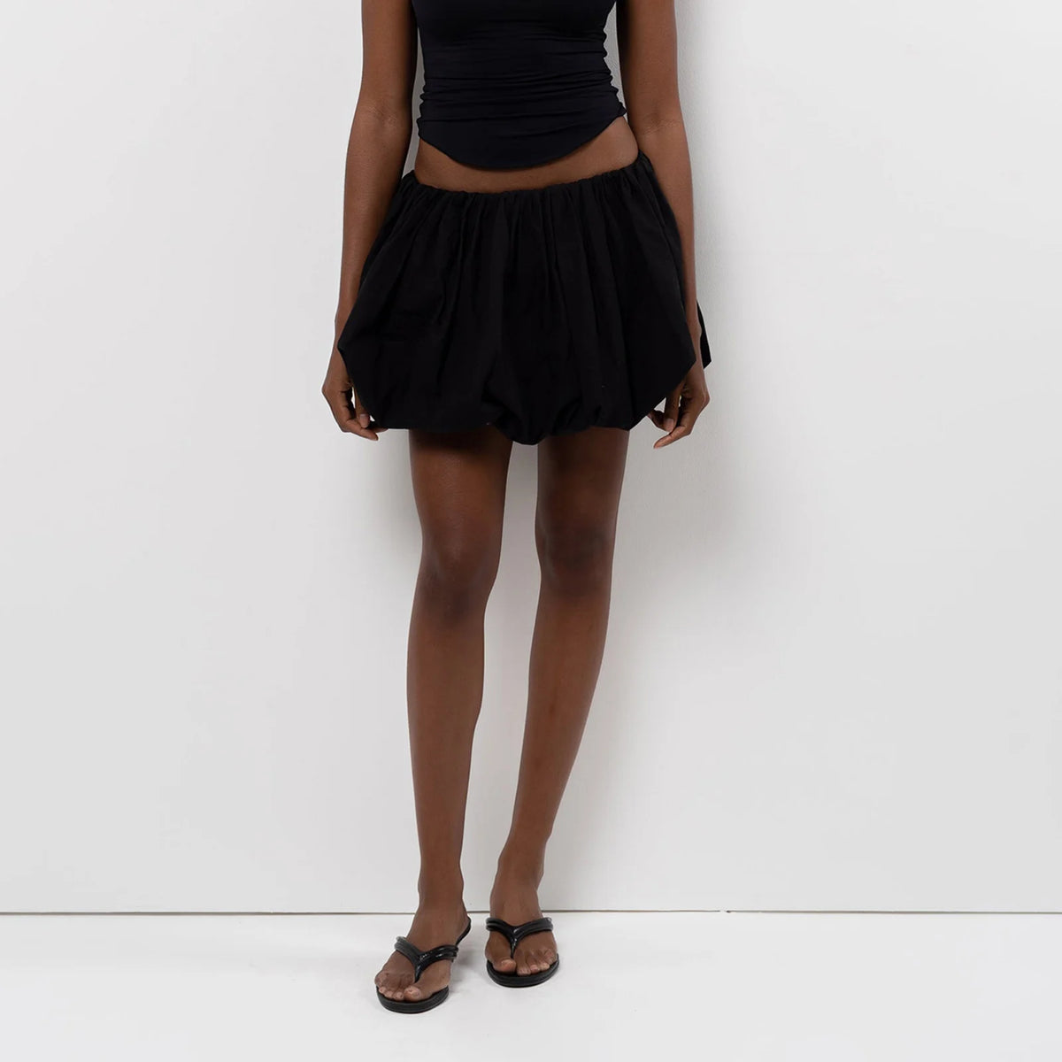 Women Y2K Bubble Skirt Elastic Waist Pleated Ruffle Hem A Line Mini Skirt Girls Cute Short Puffy Balloon Skirt