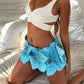Y2K Style 3D Flower Low Waist Mini Skirt Handmade Embroidery Beachwear for Women Summer Vacation Streetwear