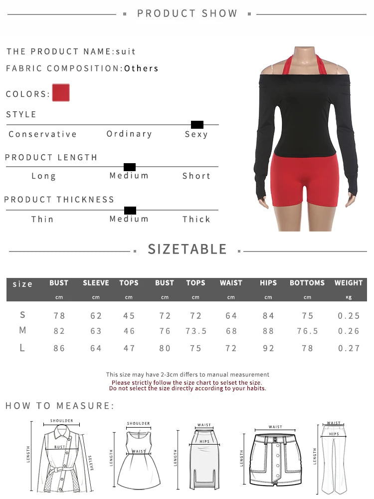 Color-Blocking Match 2 Piece Set Woman Slash Neck Full Sleeve T-Shirts+Halter Backless Skinny Peach Hip Rompers Suits