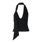 Sexy Cropped Tank Top Women Fashion Asymmetrical Deep V Neck Backless Halter Tops 2026 Summer Clothing
