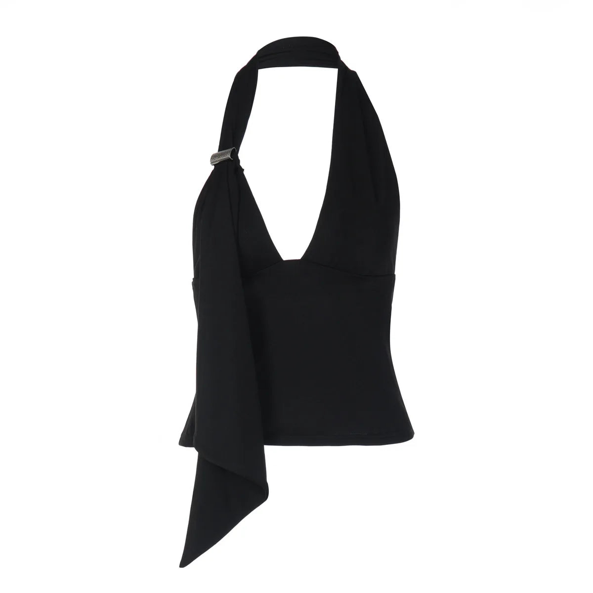 Sexy Cropped Tank Top Women Fashion Asymmetrical Deep V Neck Backless Halter Tops 2026 Summer Clothing