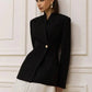 Patchwork Long Sleeve Sexy Blazer Dress Women Elegant V Neck Single-button High Waist Slim Blazers Dresses Female