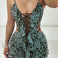 Leopard Print Romper Women Flocking V-Neck Tassel Sexy Summer Backless Coquette Thin Midnight Party Workout Playsuits
