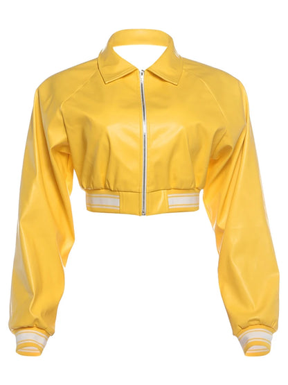 Letter Print Crop Jacket Woman Autumn Trend Lapel Full Sleeve Zip Cardigan Hot Girls Street Hip-Hod Style Jackets