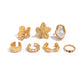 2025 New Fashion Metal Flower Open Rings for Women Creative Baroque Imitation Pearl Rings Y2K Bridal Wed Jewelry Gift