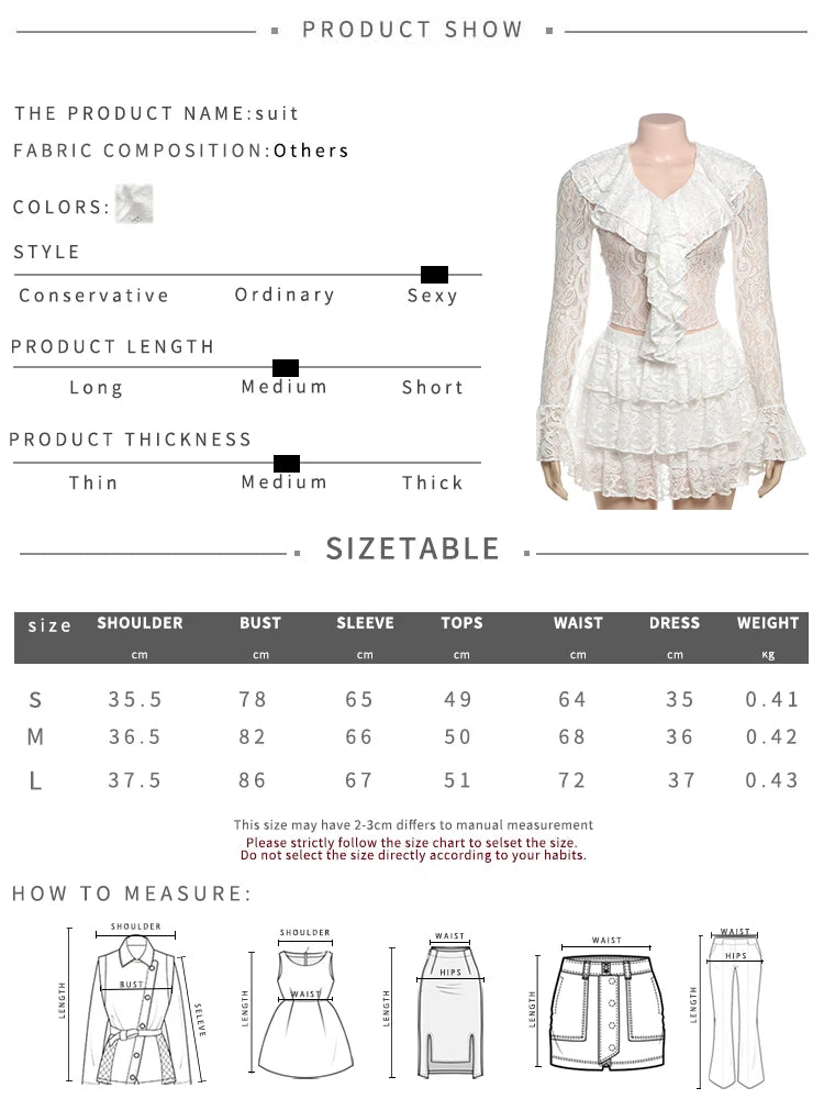 Sexy Jacquard 2 Piece Set Women Elegant Ruffles V-Neck Crop Tops+Tierred Cake Skits Autumn Midnight Party Clubwear