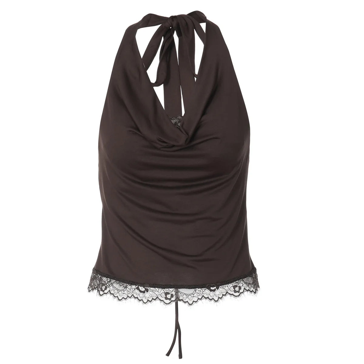 Lace Trim Cowl Neck Halter Tops for Woman Sexy Y2k Clothes Backless Crop Top Tanks Camis Summer 2026