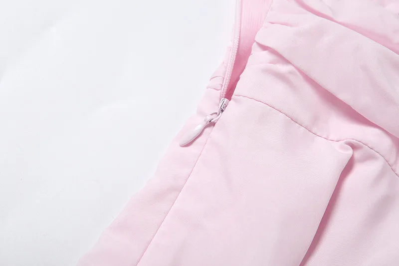 3d Flower Applique Long Sleeve Long Sleeve Dresses Elegant Autumn Short Dresses Pink White