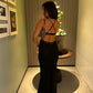 Black Lace Sexy Dresses for Woman Summer Clothes Deep V Neck Backless Maxi Dress