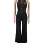 Sexy Hollow Beads Decoration Flared Jumpsuits Women Lace-Up Halter Sleeveless Backless 2025 Street New Trend Overalls