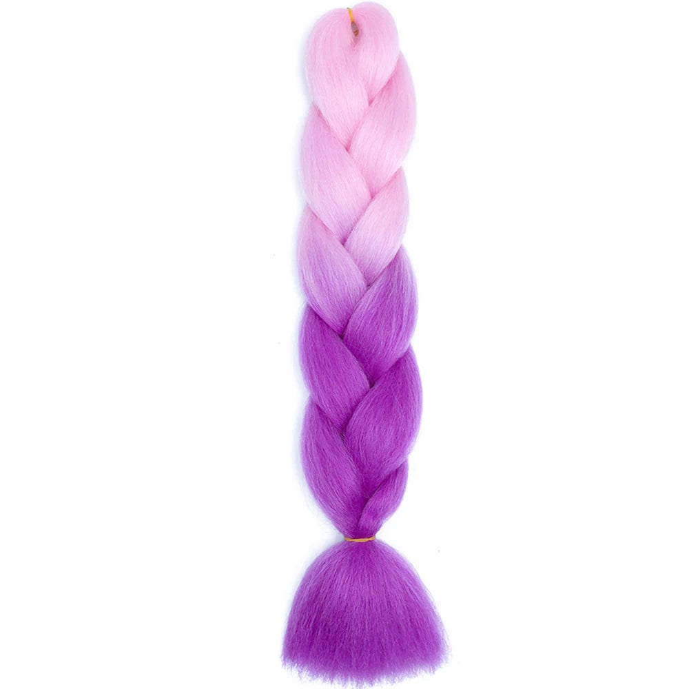 24 Inch Jumbo Box Braids Extensions Synthetic Braiding Hair DIY Hair Braids For Children Pink Purple Yellow Gray