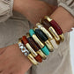 8 Styles Vintage Resin Round Tube Elastic Bracelet for Women Bohemian Stackable Acrylic Bracelet Bangle Party Jewelry New