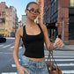 Square Neck Sleeveless Cropped Tops for Woman Summer Clothes Basic Casual Solid Color Tank Top Trending