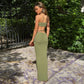 2 Piece Set Beaded Halter Top and Long Skirt Green Sexy Vacation Outfits Women Matching Sets Summer 2026