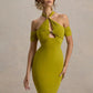 Hollow Out Halter Backless Sexy Midi Dress Women Fashion Off-shoulder Sleeveless Skinny Club Party Long Dress Elegant