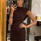 Irregular Ruched Sexy Maxi Dress For Women Elegant Autumn Inclined Shoulder Pleated Club Party Long Dresses Female