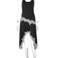 Halter Backless Sexy Midi Dress Women Fashion Elegant Lace Irregular Hem Ruched Waist Sleeveless Club Party Dress