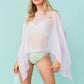 Women Swimsuit Cover Ups Sheer Chiffon Poncho Style Wide Sleeve Beachwear Loose Bikini Coverup for Pool Parties