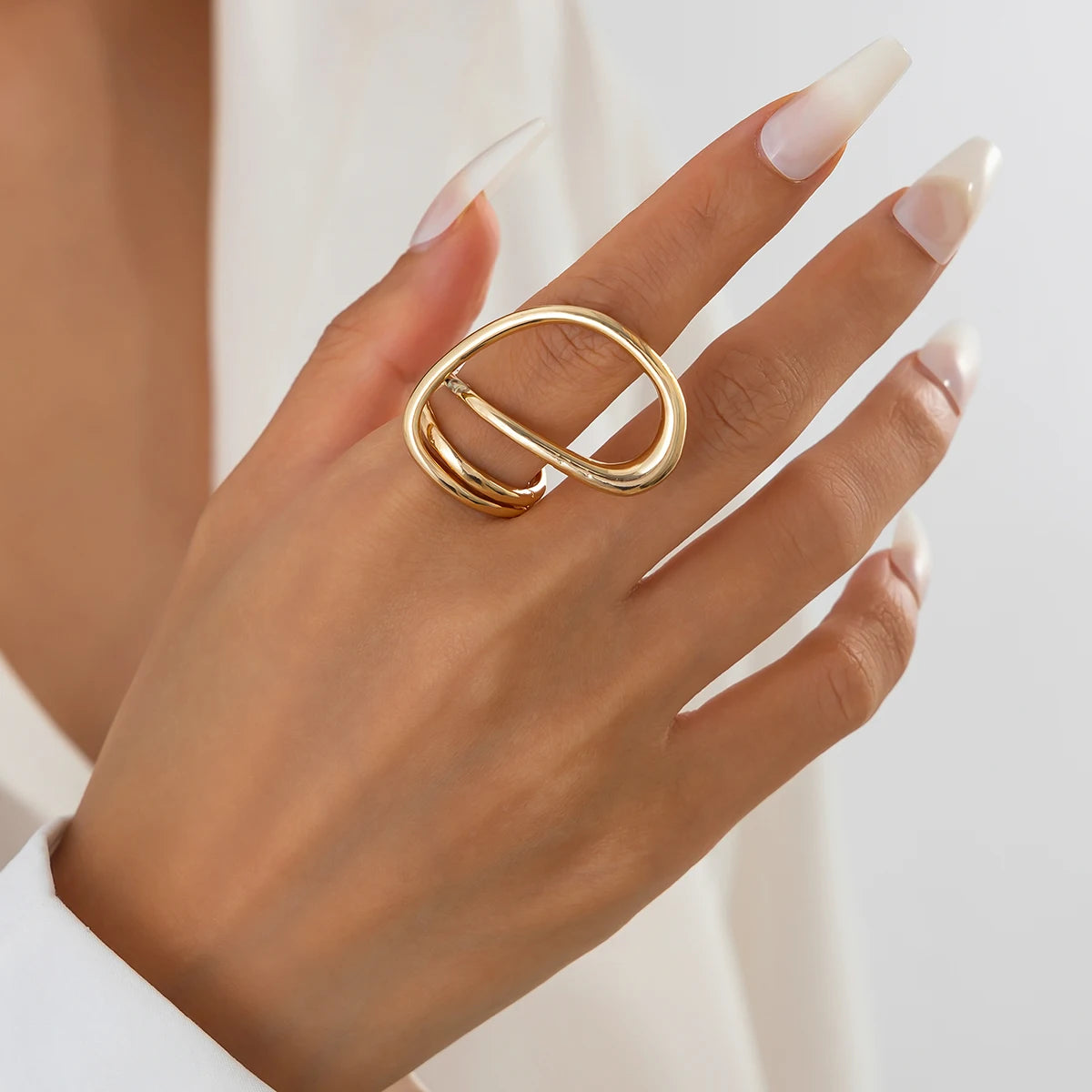 5 Styles Creative Unique Irregular Twisted Wave Rings Women Vintage Geometric Adjustable Finger Ring New Year Jewelry