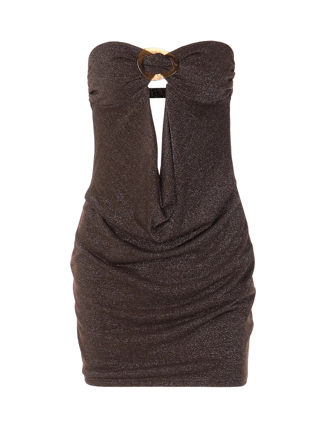 Strapless Hollow Backless Mini Dress Brown Sexy Beach Summer Dresses for Woman 2026