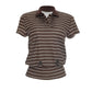 Casual Brown Striped Tops Short Sleeve V Neck T Shirt 2026 Summer Women Vintage Style Clothing