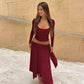 2 Piece Sets Long Sleeve Top and Matching Asymmetrical Midi Skirt Coords Set for Woman Elegant Fall Outfits