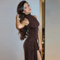 Sleeveless High Split Maxi Dresses for Woman 2025 Fall Elegant Sexy Long Party Dress