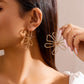 Vintage Hollow Out Metal Flower Leaf Stud Earrings for Women 2023 Trending Geometric Piercing Earrings Jewelry Gifts