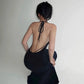 Halter Backless Maxi Dress with Long Sleeve Shawl Sexy Outfits Fall Casual Black Dresses Woman 2 Piece Set