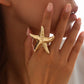 27 Styles Unique Exaggerated Big Flower Starfish Moon Rings Women Punk Geometric Adjustable Finger Ring Grunge Jewelry