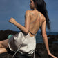 Sequin Dress Women v-Neck Backless Bandage Zipper Patchwork Chic Vacation Beach Party Sexy Summer Trend Mini Bodycon