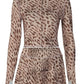 Leopard Print Long Sleeve 2 Piece Set Zip-up Hooded Crop Top and Mini Skirt Fall Outfits Womens Matching Sets