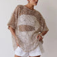 Women's Summer Sequined T-Shirt Casual Loose Fit Stylish Solid Color See Through Crew Neck Elbow Sleeve Tops Cover Ups