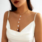Sexy Simple Irregular Imitation Pearl Long Chain Back Necklace Women Bikini Goth Chest Choker Aesthetic Jewelry Wed Accessories
