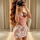 Sexy Sequin 3-Piece Set Women Metal Decoration Halter Bandage Bra+Solid Camisole+Skinny Mini Skirt Fashion Sweet Suit