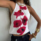Boho Graphic Print Backless Camis Women Y2k Halter Tank Top Vintage Sleeveless Tie Up Crop Top Summer Vest Streetwear